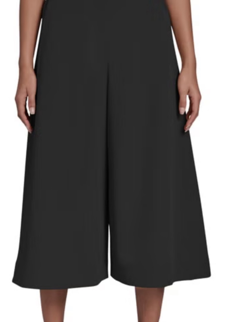 DKNY Black Wide-Leg Midi Skirt